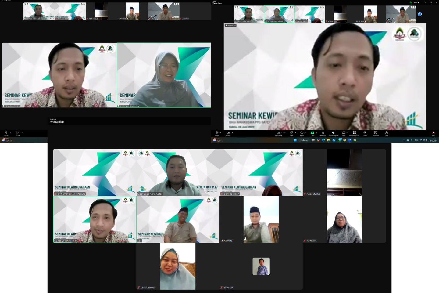 Seminar Kewirausahaan Daring untuk Mahasiswa PPG Batch 1 2023 LPTK IAIN Madura