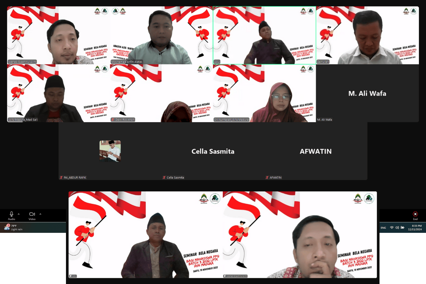 Seminar Bela Negara Batch 3 2022 Daring Buat Mahasiswa PPG LPTK IAIN Madura