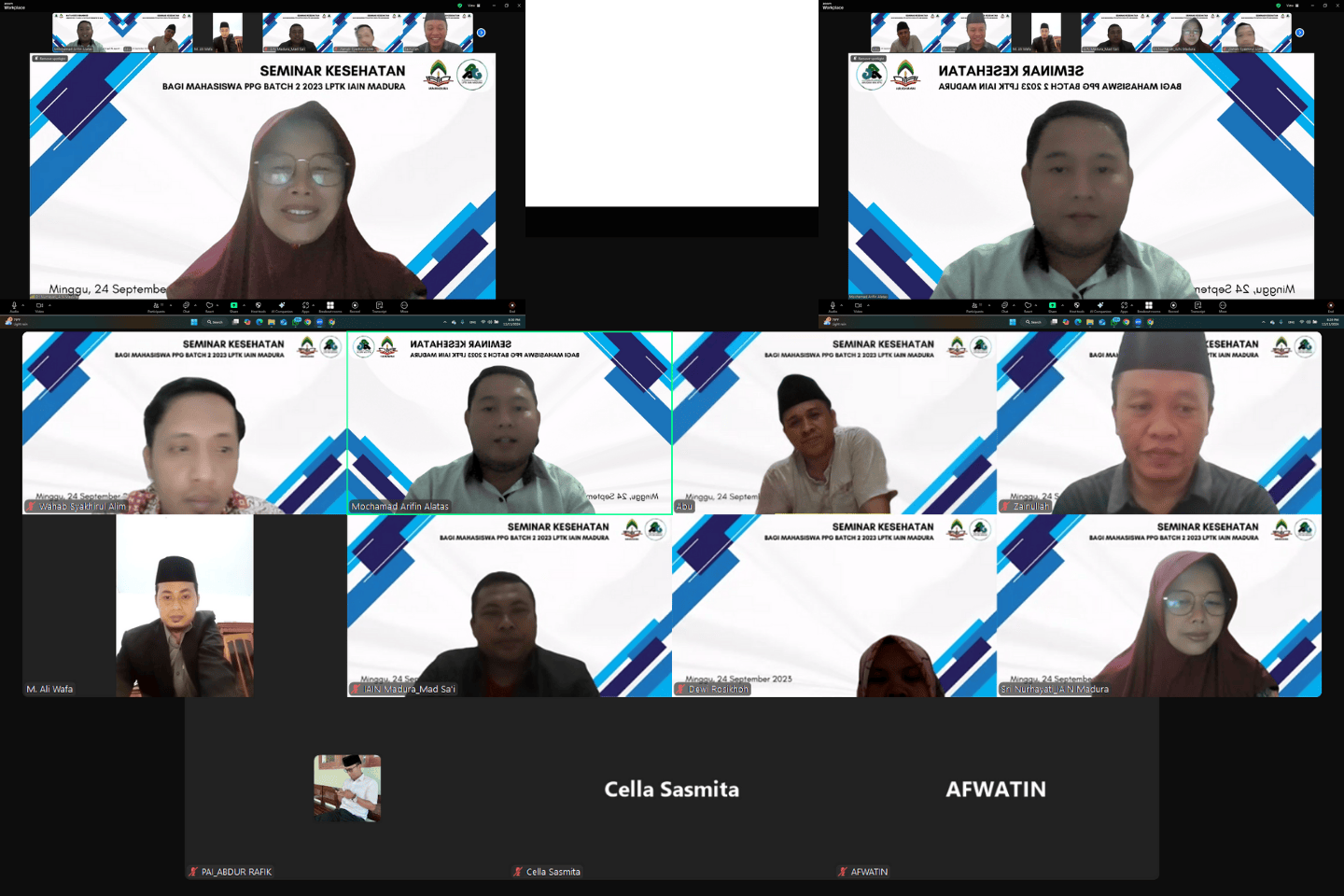 Seminar Kesehatan Daring Buat Mahasiswa PPG Batch 2 2023 LPTK IAIN Madura